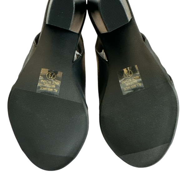 Black Faux Leather Open Toe Shoe 7 1/2 Bootie Brand New - Picture 6 of 8